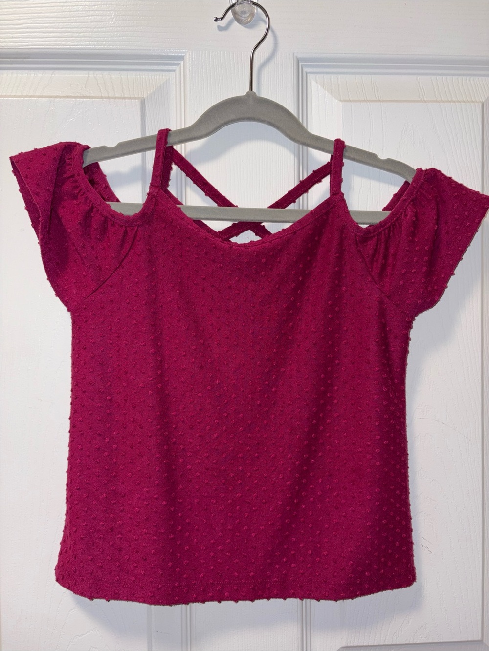The Children's Place Fuchsia Pink Cold-Shoulder Top with Crisscross Straps